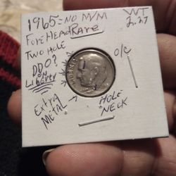 Unique RARE US Coin"Dime"(1965)No M./M.Wt:2.27 Uncirculated. Multiple error.