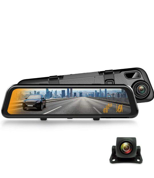 REXING M2 Smart BSD ADAS Dual Mirror Dash CAM 12” IPS Touch Screen, 1080p (Front+Rear),GPS,Stream Media, Parking Monitor, Night Vision,Blind SPOT 