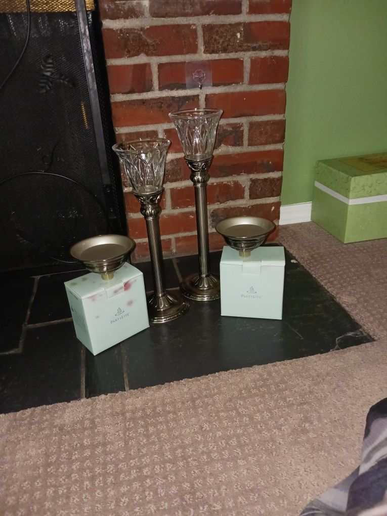 Pair of Partylite 12" &10" Candlesticks