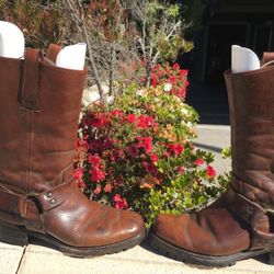 Frye 90s Harness Biker Leather Boots - 9Mens - Brown