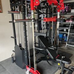 Smith Machine 200 | Adjustable Bench | 245lb Cast Iron Olympic Weights | 7ft Olympic Bar | Fitness | Gym Equipment | FREE DELIVERY 🚚 