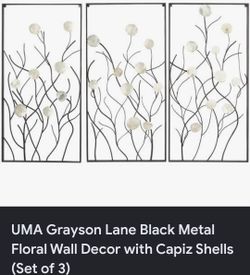 Floral wall decor with Capiz Shells set of 3