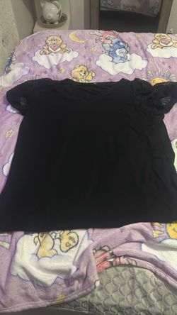 Black Short Sleeve Top with Bow Detail