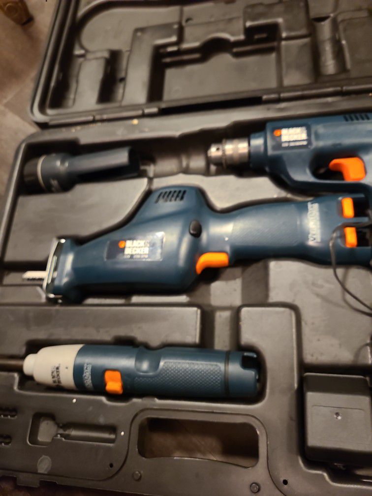 Black N Decker Drill Salsaw And Inpact Charger And Two Battery's Works Like New Compact And Ready On The Go Work Or At Home Getting Jobs Done.