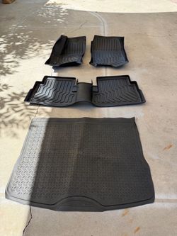 Black Rubber All-Weather Car Floor Mats Set