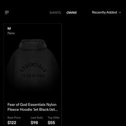 Fear Of God Essentials Nylon Fleece Hoodie ‘Jet Black/ Jet Black