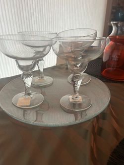 CLASSIC MARGARITA COCKTAIL GLASS SET 4 HONEYCOMB STEM