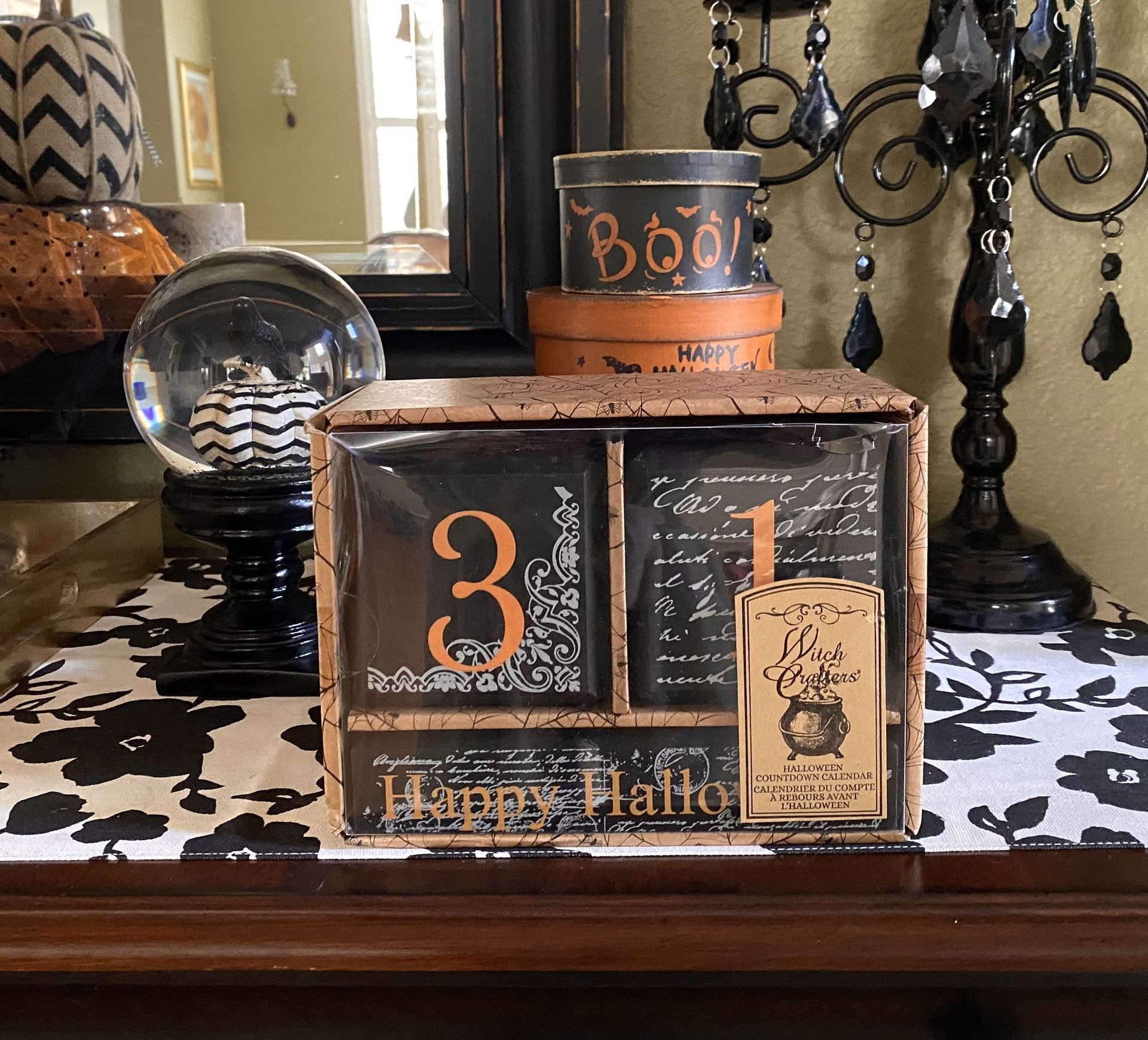 Halloween Large Perpetual Wood Block Calendar Party Decoration 
