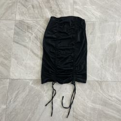 New Black Long Ruffled Skirt
