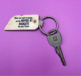 Vintage GM Key & UA Margate Movie Theater Keychain Fob