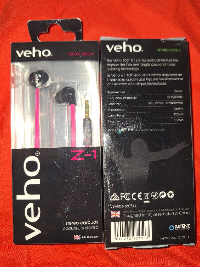 Veho Z-1 Pink Earbuds