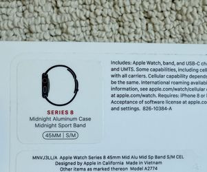 Apple Watch Series 8 45mm Midnight Aluminum Case with Sport Band, S/M 