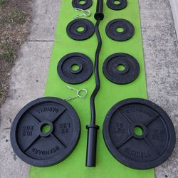 Olympic curl bar / clips / weights