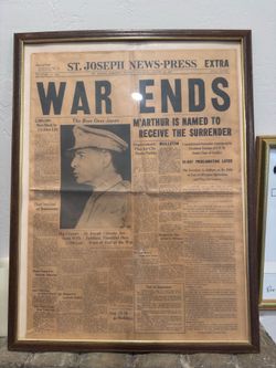 Vintage Rare War Ends Newspaper