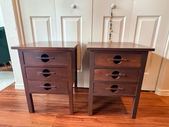 Matching Pair of Wooden Nightstands – 3 Drawers Each – $60 OBO
