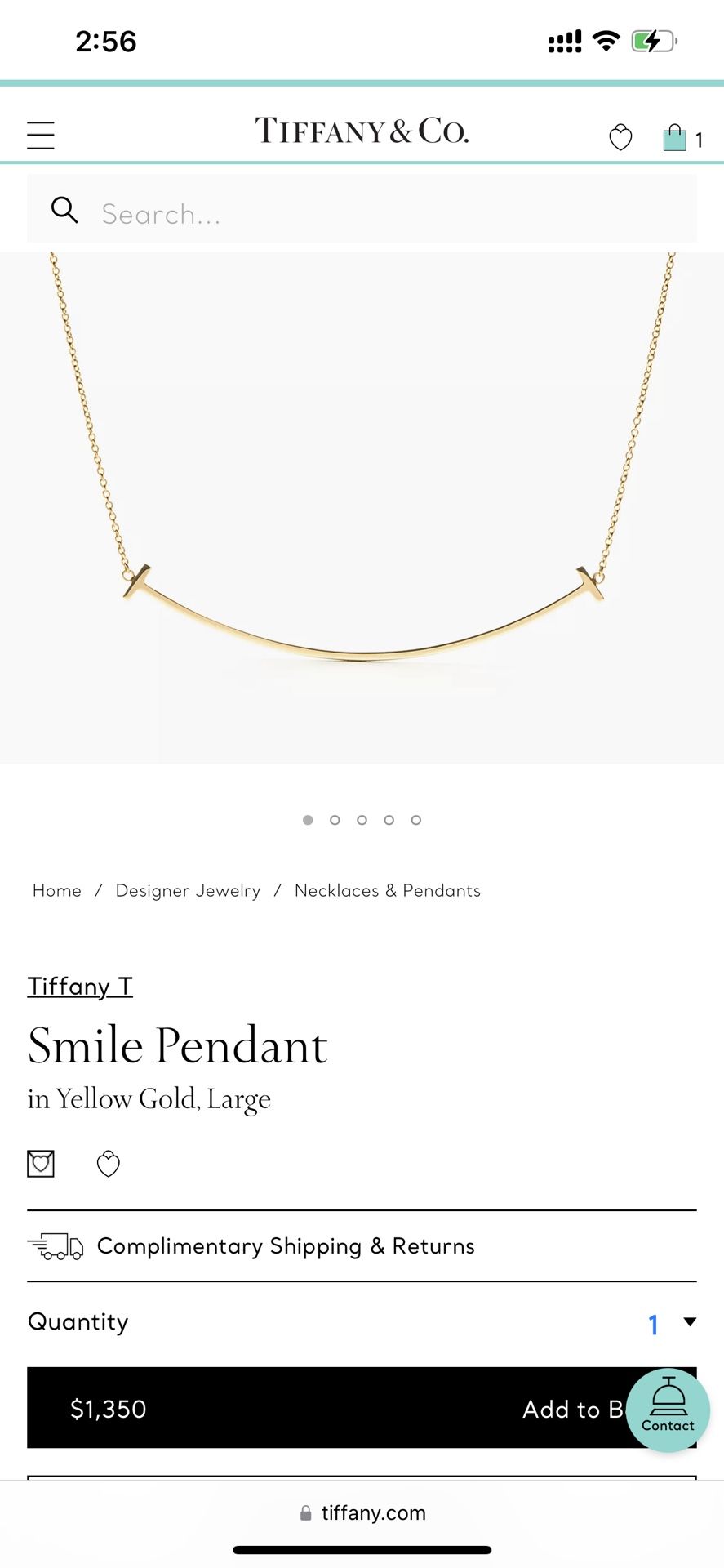 Brand New 18k Gold Tiffany Necklace 