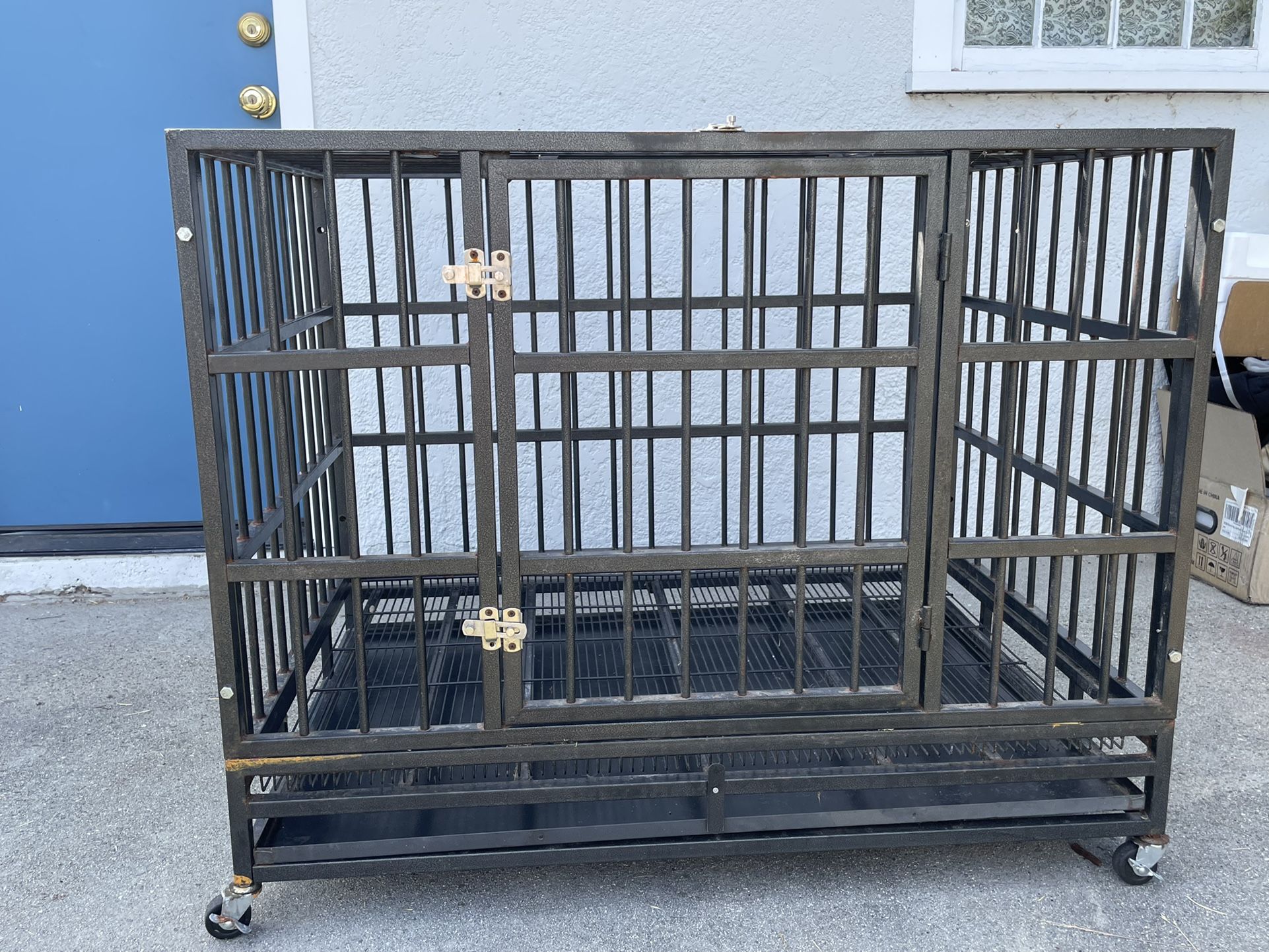 Heavy Duty Steel Dog Crate - Two Door