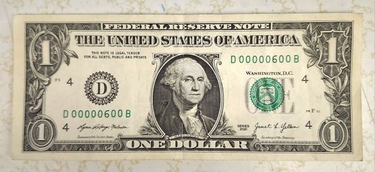 $1 Bill  Low Serial #