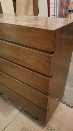 Mid Century Brutalist Solid Wood Tall Dresser Bureau