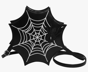 Spiderweb Gothic Purse Crossbody Bag Zipper Black PU Leather Fashion Goth BRAND NEW Halloween Horror