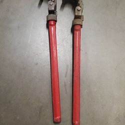 2 Parmelee No.2 Pipe Wrenches , One With Liner . Plumber , Oil Pipes, Plumbing.