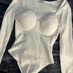 Fashion Nova Bodysuit White 