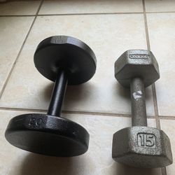 2 Dumbbells for Sale.  (15 Lbs is for $20).    (20 Lbs is for $30)