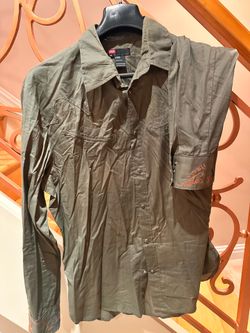 Diesel Shirt XL Green Button Up Embroidered