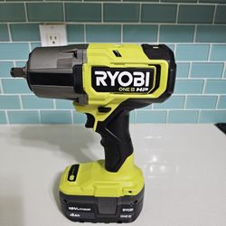 RYOBI ONE HP IMPACT WRENCH BRUSHLESS 18V 4 MODE 1/2  1,170 FT LBS. BREAKAWAY TORQUE & 18V LITHIUM-ION 4AH BATTERY BRAND NEW NEVER USED 