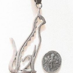 Sterling Silver Cat Pendant, Egyptian Cat, Sphinx, Majestic  Sitting Mother Gardian Cat
