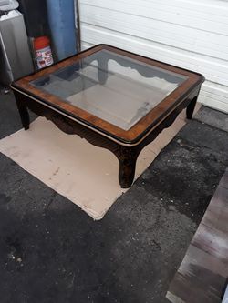 Oriental Coffee Table with Beveled Edge Glass