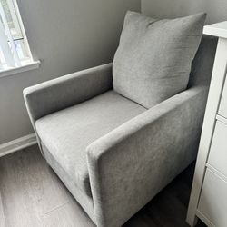 Living Spaces Bonaterra Grey Swivel Arm Chair/ Rocking Chair