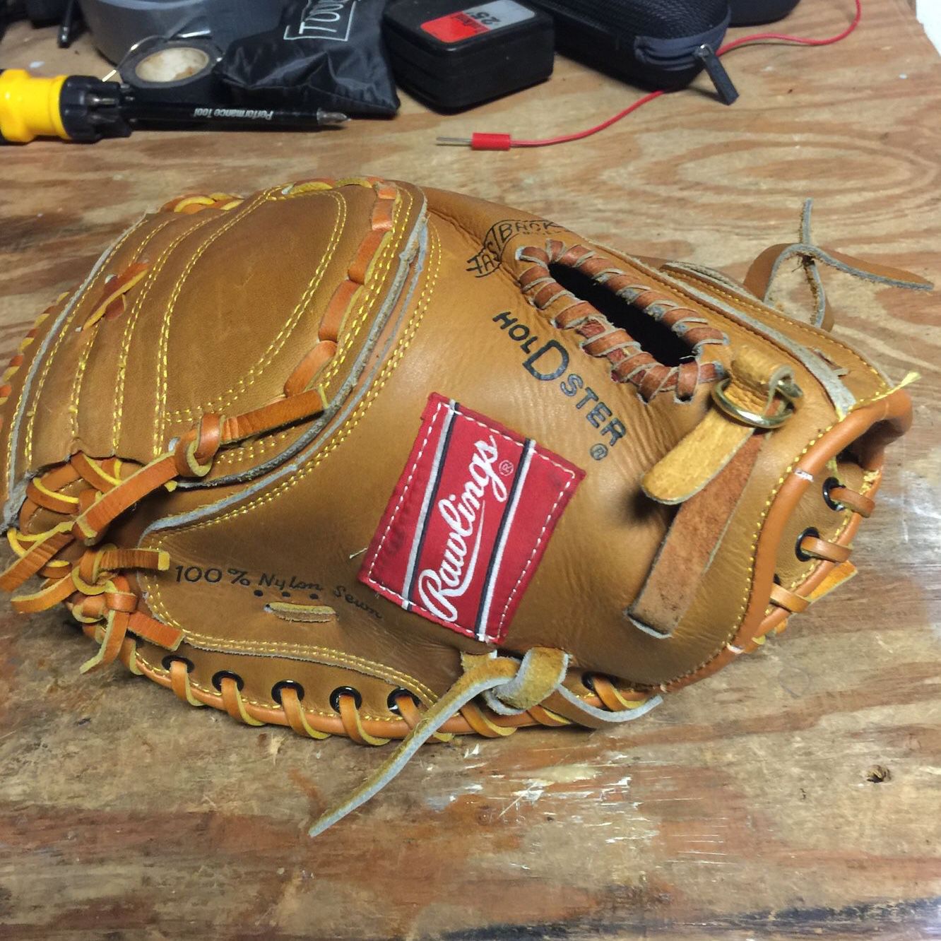Brand new Rawlings left handed catchers glove with Mlb baseball!