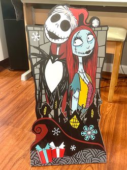 30” Nightmare Before Christmas Door Greeter Sign Jack Skellington Sally Wood