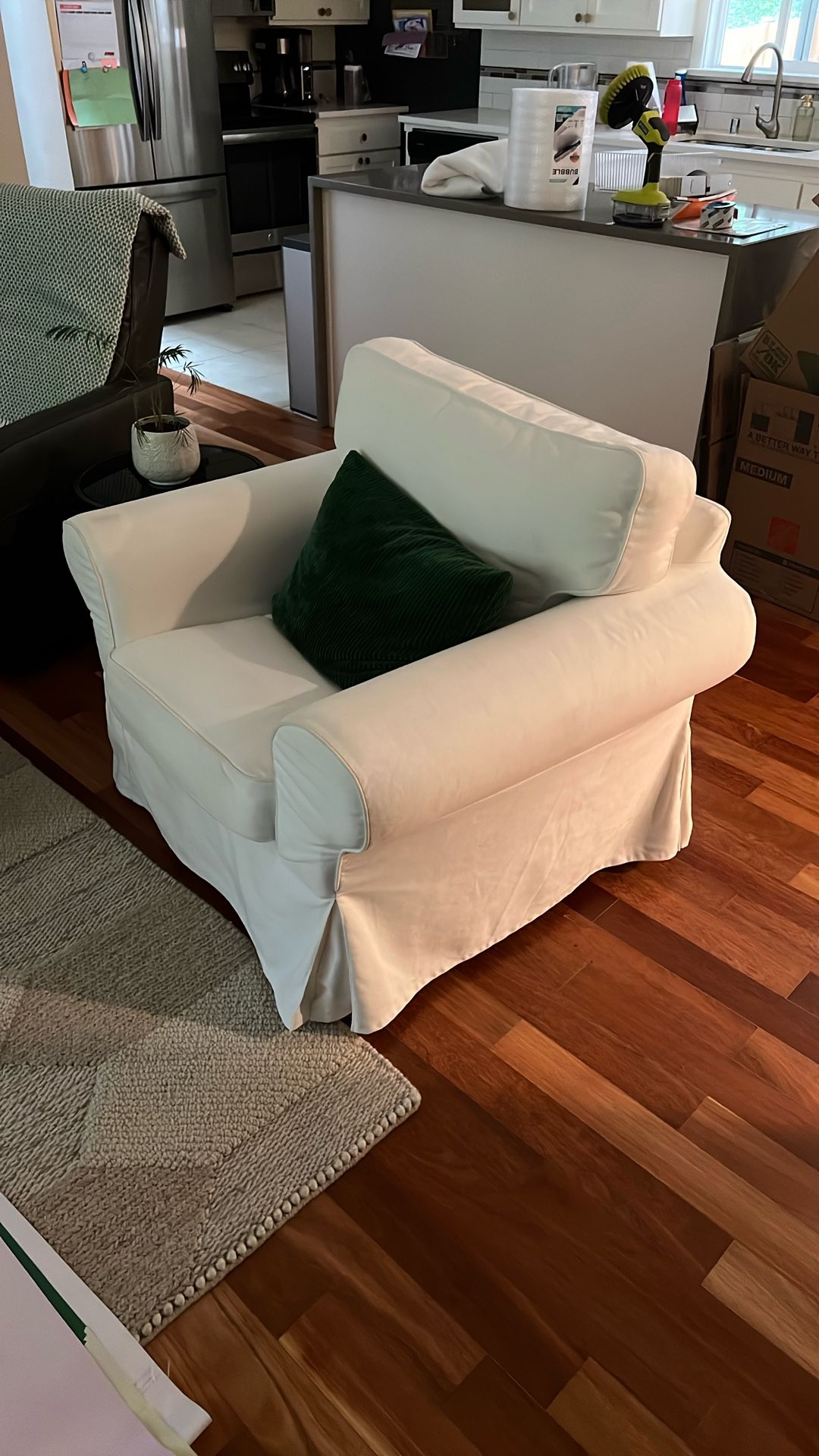 White Ikea Sofa Chair Moving