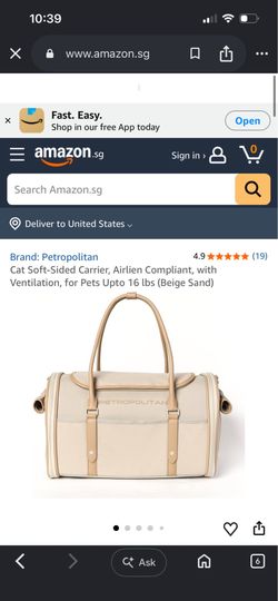 Petropolitan Soft-Sided Cat Carrier Airline Compliant
