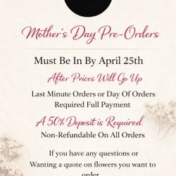 Mother’s Day Pre-Orders Flowers
