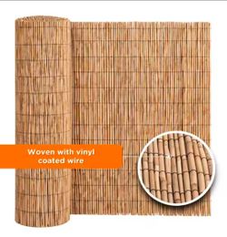 6 ft H x 16 ft L Natural Jumbo Reed Bamboo Privacy Fence Roll Garden Outdoor