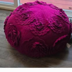  Fuchsia Floral Pouf