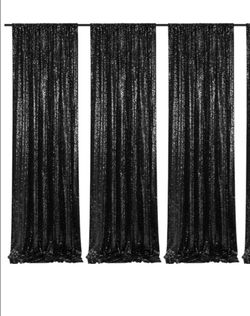 Black Backdrop Curtains for Parties 3 Panels 2ftx8ft Sequin Birthday Backdrop Seamless Photography Background Halloween Decoration