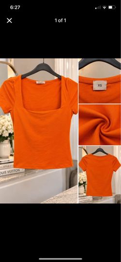 Orange Square Neck T-Shirt Size XS