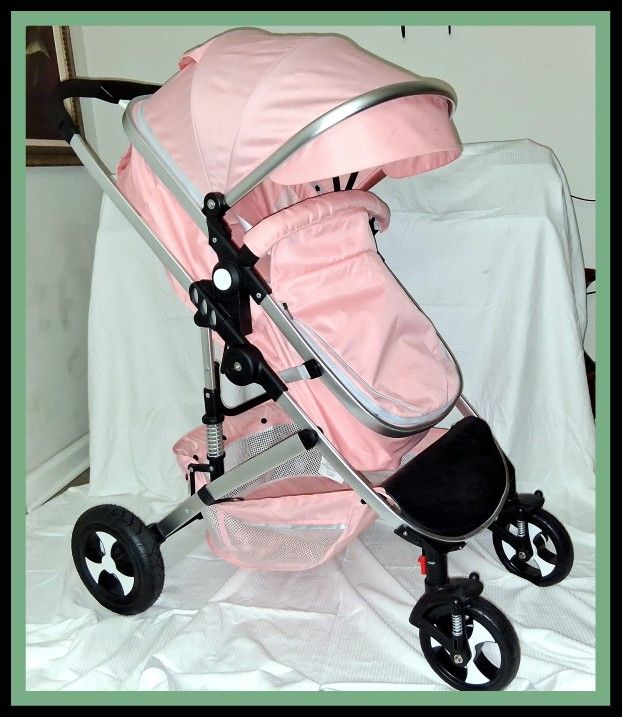 Kinder King~Pink Stroller with Removable Bassinette