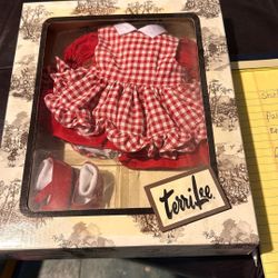 Red Dress With Shoes For Doll