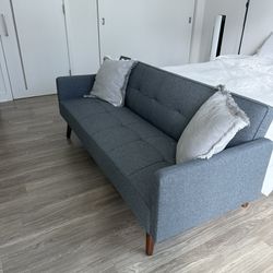 Gray Couch With 2 Pillows