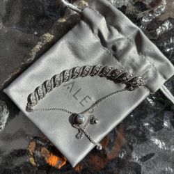 Sterling Silver And Diamond Bolo Bracelet 