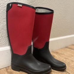Hunter Shoes | Hunter Bessy Red And Black Rain Boots. 