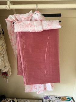 pink and white curtains