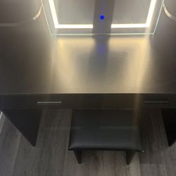 Black Vanity With Three Light Settings 