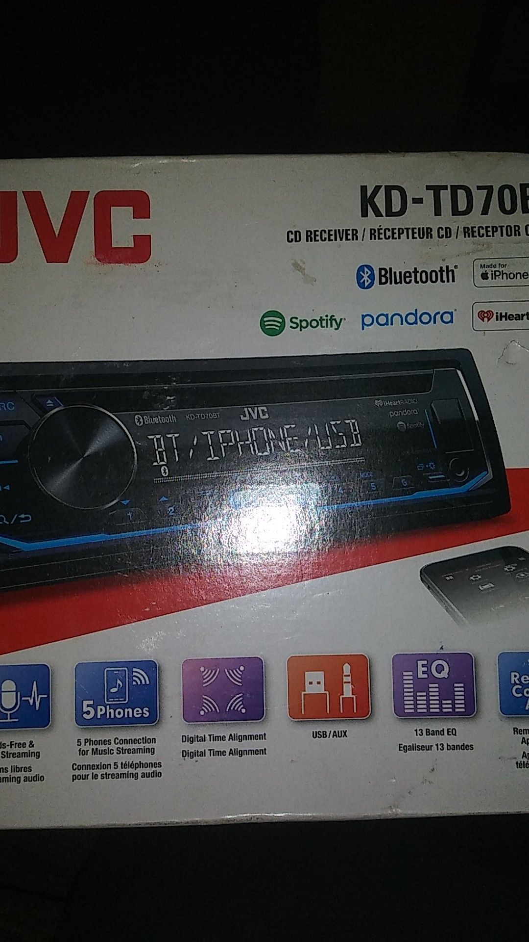 JVC Car Stereo system Bluetooth with hands free Mic.