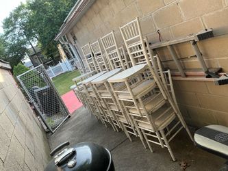 Chairs Sillas white wood for all 20 chair Silla Stackable $90.00 for sale only